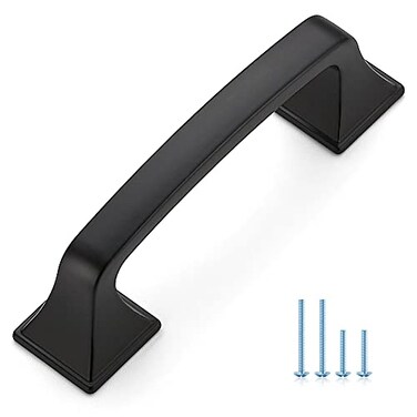 Ravinte Solid 3 Inch Square Foot Cabinet Pulls Matte Black Arch Pull Kitchen Cabinet Handles Black Drawer Pulls Flat Black Cabinet Hardware10 Pack