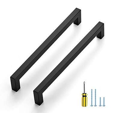 Ravinte 20 Pack Black Cabinet Pulls 8 Inch Square Kitchen Cabinet Handles Matte Black Kitchen Hardware for Drawer Pulls Drawer Handles Come with Screwdriver