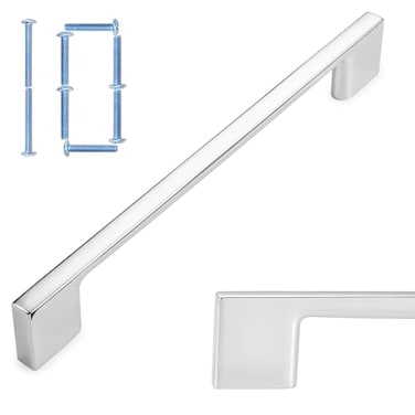 KOOFIZO 10 Pack 614 Inch Wide Foot Cabinet Bar Pulls Polished Chrome Modern Solid Handles for Kitchen Cupboard Door Bedroom Dresser Drawer Bathroom Wardrobe Hardware