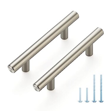 JOY DECOR 30 Pack 5 Inch Cabinet Pulls 3 Inch 76mm Hole Center Stainless Steel Drawer Handles for Kitchen Cabinets Cupboard Wardrobe Brushed Nickel Silver