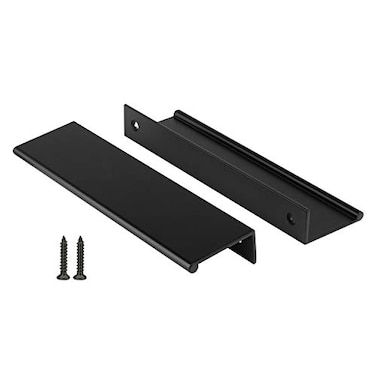 Peaha 10 Pack Kitchen Cabinet Handles 5 inch Black Pulls for Dresser Drawers Door Edge Finger Pull Aluminum Alloy Hardware
