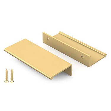 Peaha 10 Pack 3 Inch Gold Cabinet Pulls Kitchen Cabinet Handles Edge Finger Pulls for Cabinets Matte Gold Hardware for Dresser Drawers