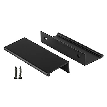 Peaha 25 Pack Black Cabinet Pulls Kitchen Handles Aluminum Alloy Edge Finger Pull 76mm3in Hole Center