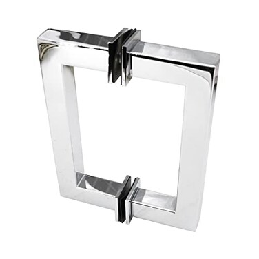 Top Hardware Stainless Steel 304 Grade Tubular Back to Back Shower Door Pull Handle 6Inch Square Mirror Chrome Finish SSSP152M