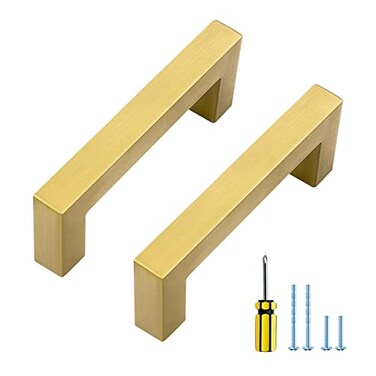 Ravinte Gold Cabinet Pulls Brushed Brass Kitchen Cabinet Handles Come with Screwdriver 3 in Hole Center 30 Pack