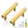 Ravinte 10 Pack Gold Cabinet Handles 212 Inch Brushed Brass Square Cabinet Pulls Gold Hardware for Kitchen Cabinets 4 Inch Total Length