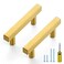 Ravinte 10 Pack Gold Cabinet Handles 212 Inch Brushed Brass Square Cabinet Pulls Gold Hardware for Kitchen Cabinets 4 Inch Total Length