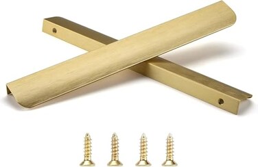Satanga Brushed Brass Edge Finger Tab Pull for Cabinets Kitchen Concealed Aluminum Bathroom Closet Handles Bar Drawer pulls 10Pack 1181inch 300mm Overall Length Easy to Install