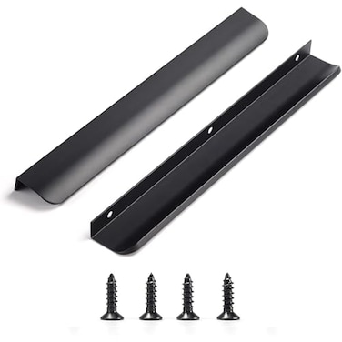 Satanga Edge Black Finger Pulls for cabinets Kitchen Invisible Hardware Concealed Drawer Pull Aluminum Flat Hidden Door Long Handles Pack of 10 Modern10 Suitable Board Thickness Below 1