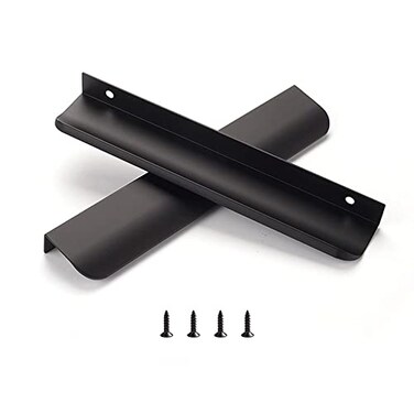 Satanga Edge Black Finger Pull for cabinets Kitchen Concealed Drawer pulls Aluminum Flat Hidden Back Mount Door Handle for Home 10 Pack Modern 787 Overall Length Easy Installation