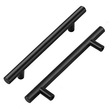 Home Expert 30 Pack 738 Matte Black Cabinet Pulls Stainless Steel Cabinet Handles 738 inch Length Matte Black Drawer Pulls 5 inch Hole Center Kitchen Drawer Pulls