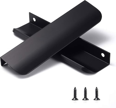 Satanga Edge Black Finger Pulls for cabinets Kitchen Invisible Hardware Concealed Drawer Pull Aluminum Flat Hidden Door Long Handles Pack of 5 Modern 787inch 200mm Overall Length Easy Installation