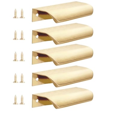 Malimali 5 Pack Dark Gold Edge Finger Pulls for Cabinets 315 Kitchen Drawer Handles Modern Aluminum Concealed Tab Pulls for Closet Door Brushed Dark Gold