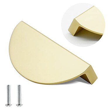 Zorfeter 212 inch Drawer Pulls 4PCS Brushed Brass Half Moon Cabinet Pull Handles Semicircle Knobs with Screws for Kitchen Cupboard Bedroom Furniture Door Length 307