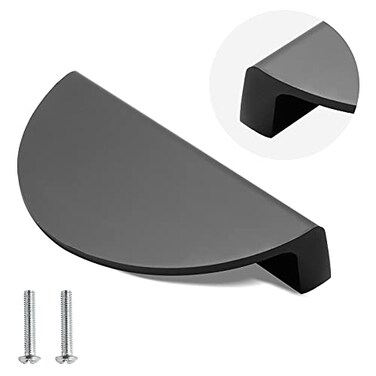 Zorfeter 212 inch Drawer Pulls 4PCS Matte Black Half Moon Cabinet Pull Handles Semicircle Knobs with Screws for Kitchen Cupboard Bedroom Furniture Door Length 374