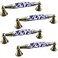 MY MIRONEY 4PCS Ceramic Cabinet Pulls Hardware Blue and White Porcelain Drawer Pulls Antique Chinese Style Decorative Dressing Pulls Handles 378 Hole Centers
