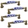 MY MIRONEY 4PCS Ceramic Cabinet Pulls Hardware Blue and White Porcelain Drawer Pulls Antique Chinese Style Decorative Dressing Pulls Handles 378 Hole Centers