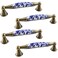 MY MIRONEY 4PCS Ceramic Cabinet Pulls Hardware Blue and White Porcelain Drawer Pulls Antique Chinese Style Decorative Dressing Pulls Handles 378 Hole Centers
