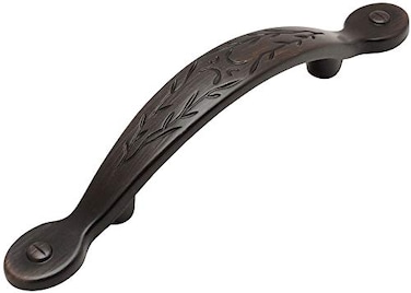 Cosmas 10 Pack 465ORB Oil Rubbed Bronze Leaf Design Cabinet Handle Pull 3 Inch Hole Center Kitchen Drawer Pulls DieCast Zinc Metal Hardware
