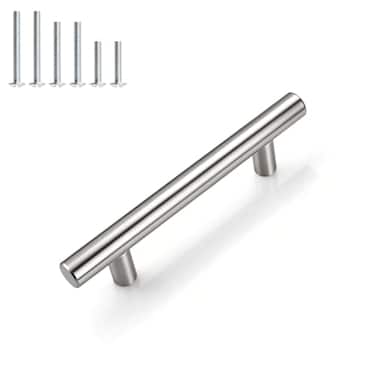 Gobrico 5 Pack 3 Inch 76mm Hole Center Cabinet Pulls Brushed Nickel Kitchen Cabinet Handles T Bar Style Drawer Pulls Stainless Steel Cabinet Handles 5 Overall Length