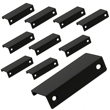 LC LICTOP 315 Inch Black Finger Pulls for Cabinet 10Pcs 252 Inch Hole Spacing Aluminum Alloy Edge Pulls Furniture Handle Back Mount Concealed Handles for Cupboard Drawer Dresser Wardrobe