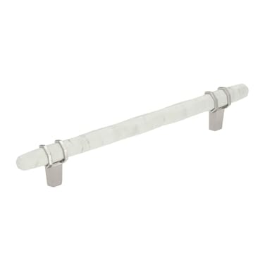Amerock Cabinet Pull Marble WhitePolished Nickel 6516 inch 160 mm Center to Center Carrione 1 Pack Drawer Pull Drawer Handle Cabinet Hardware