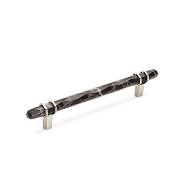 Amerock Cabinet Pull Marble BlackPolished Nickel 6516 inch 160 mm CentertoCenter Carrione 1 Pack Drawer Pull Drawer Handle Cabinet Hardware