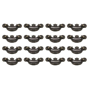 Pastlla 16Pcs 2 Hole Center Antique Bronze Finish Pulls Drop Swing Drawer Pulls Handles Drop Bail Pull Rustic Vintage Style Handles for Furniture Cabinet Cupboard Dresser Wooden Case Box 16Pcs