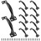 Unlorspy 12 PCS Gate Handle Pulls 6 Pulls in Black Garage Door Pull Handle with Screws for Outdoor Drawer Garage Black 6 Inch
