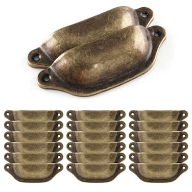 Zorveiio 20pcs Antique Bronze 3 Inch Hole to Hole Bin Cup Drawer Pulls Vintage Kitchen Cabinets Furniture Wardrobe Medicine Pull Handle