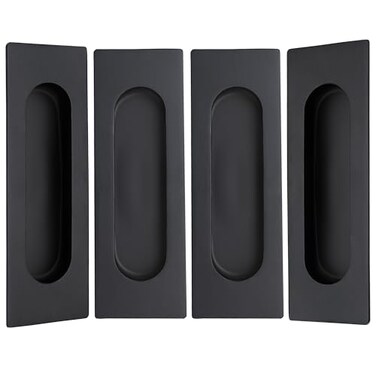Malimali 472 Inch Recessed Finger Flush Pulls for Kitchen Cabinet Closet Sliding Cupboard Door Handle Matte Black Stainless Steel Rectangular Door Pulls Hardware 4 Pack