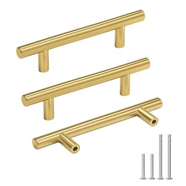 Goldenwarm 20 Pack 314 Inch Cabinet Handles Brushed Brass Drawer Pulls Kitchen Bathroom Cabinet Handles Gold Decorative Dresser Hardware