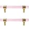 Risbay Crystal Glass Drawer Pulls Double Hole Crystal Handle Brass Base Crystal Cabinet Handle Pulls Hole Distance 96mm378 for Cabinets and Dressers Screw Included 2PCSPink and Golden