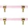 Risbay Crystal Glass Drawer Pulls Double Hole Crystal Handle Brass Base Crystal Cabinet Handle Pulls Hole Distance 96mm378 for Cabinets and Dressers Screw Included 2PCSPink and Golden