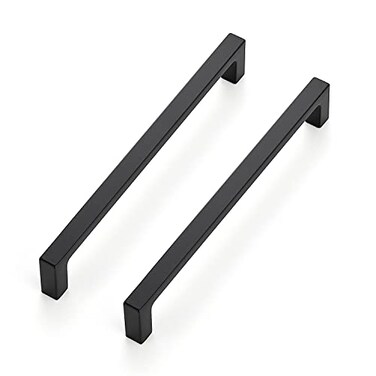 Ravinte 10 Pack 614 inch Hole Centers Matte Black Cabinet Pulls Kitchen Cabinet Handles Solid Drawer Pulls Kitchen Cupboard Hardware Flat Black Square Bar Drawer Handles