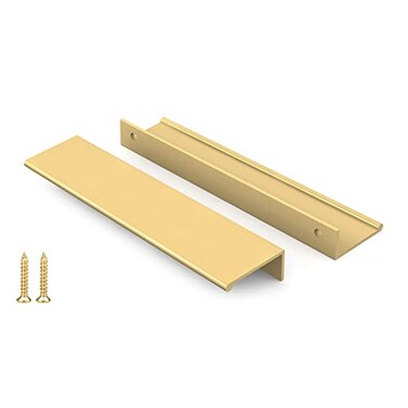 Peaha 10 Pack Kitchen Cabinet Handles 614 inch Matte Gold Pulls for Dresser Drawers Brushed Brass Door Edge Finger Pull Hardware