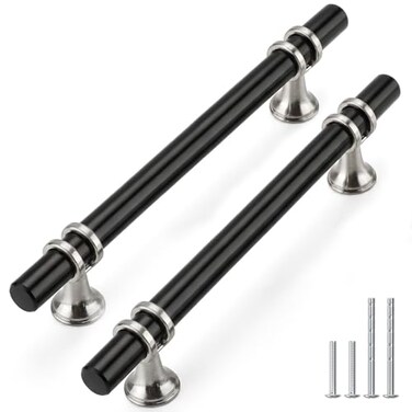 Rergy 10 Pack 5 Inch Black and Brushed Nickel Cabinet Pulls HeavyDuty Kitchen Cabinet Handles RustResistant and Durable Drawer Pulls Zinc Alloy Hardware for CupboardClosetCabinets