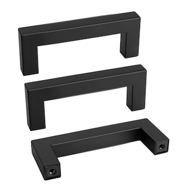 Goldenwarm 15 Pack 3 Inch Black Cabinet Handles Matte Black Drawer Pulls Stainless Steel Cabinets Hardware Square Bar Modern for Kitchen Bathroom Cupboard