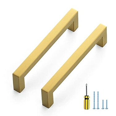 Ravinte Gold Cabinet Pulls Brushed Brass Kitchen Cabinet Handles Come with Screwdriver 5 in Hole Center 20 Pack