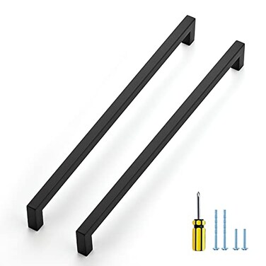Ravinte 10 Pack Black Cabinet Pulls 1235 Inch Square Cabinet Handles Matte Black Kitchen Hardware for Cabinet Drawer Pulls Come with Screwdriver