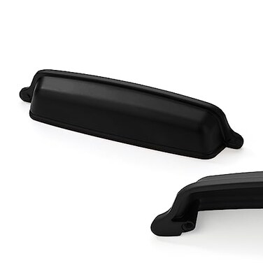 CABDM 10 Pack 5 inch 128mm Matte Black Cabinet Cup Pulls Black Drawer Pulls Kitchen Hardware Cabinet Handles Drawer Handles Knobs Cup Pull