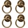 RZDEAL 4 Pack Solid Antique Brass Cabinet Pulls Ring Drawer Pulls Antique Style Kitchen Cabinet Handles Pulls Vintage Pulls Brass Drawer Handles for Cabinets