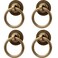 RZDEAL 4 Pack Solid Antique Brass Cabinet Pulls Ring Drawer Pulls Antique Style Kitchen Cabinet Handles Pulls Vintage Pulls Brass Drawer Handles for Cabinets