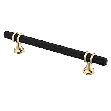 Alzassbg 10 Pack Matt Black and Gold Cabinet Pulls 5 Inch128mm Hole Centers Kitchen Hardware Knurled Cabinet Handles for Cabinets and Drawers AL3087KGPMB