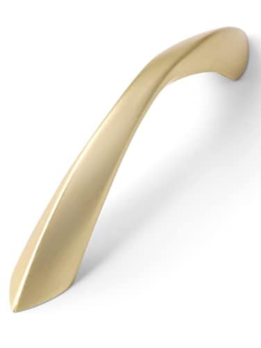 JIASENBAO Brushed Gold Cabinet Pulls 3 Inch Arch Twisted Brass Handles Drawer Kitchen Cupboard Bathroom Dresser Cabinet Hardware Zinc Alloy 10 Pack