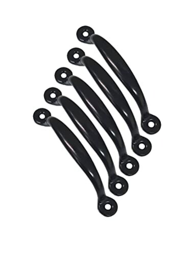 QCAA Steel Screen Door Pull Surface Mount for Screen Door Drawer Access Panel Cabinet Lid Hatch Black Coated 5 Pack