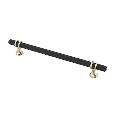 Alzassbg 10 Pack Black and Gold Cabinet Pulls 712 Inch192mm Hole Centers Kitchen Hardware Knurled Cabinet Handles for Cabinets and Drawers AL3087KGPMB