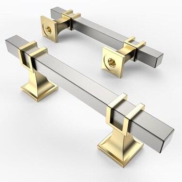 Asidrama 10 Pack 3 Inch76mm Brushed Satin Nickel and Gold Kitchen Cabinet Handles Cabinet Pulls Kitchen Cabinet Hardware for Cupboard Drawer Pulls