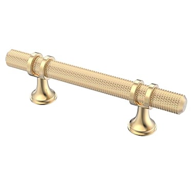 Alzassbg 10 Pack Gold Cabinet Pulls 3 Inch76mm Hole Centers Kitchen Hardware Knurled Cabinet Handles for Cabinets and Drawers AL3087KGPABG