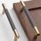 Gutuwellea 30 Pack 5 Inch 128 mm Knurled Cabinet Handles Cabinet Pulls Aluminum Handles Knurled Drawer Pulls Gold and Grey Oxidation Finish with Diamond Pattern 6 Length 5 Hole Center